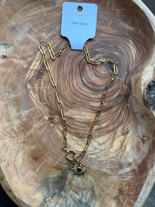 Sunflower Paperclip Chain Necklace