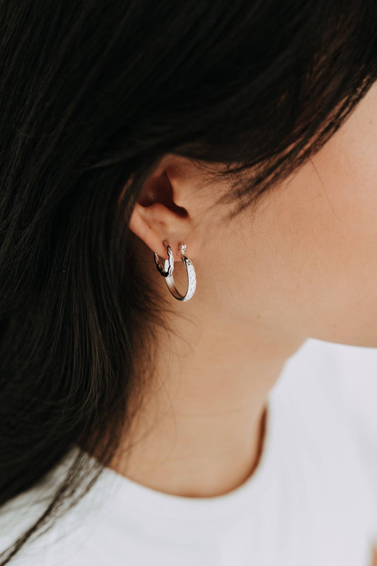 Etch Hoops / Sterling Silver