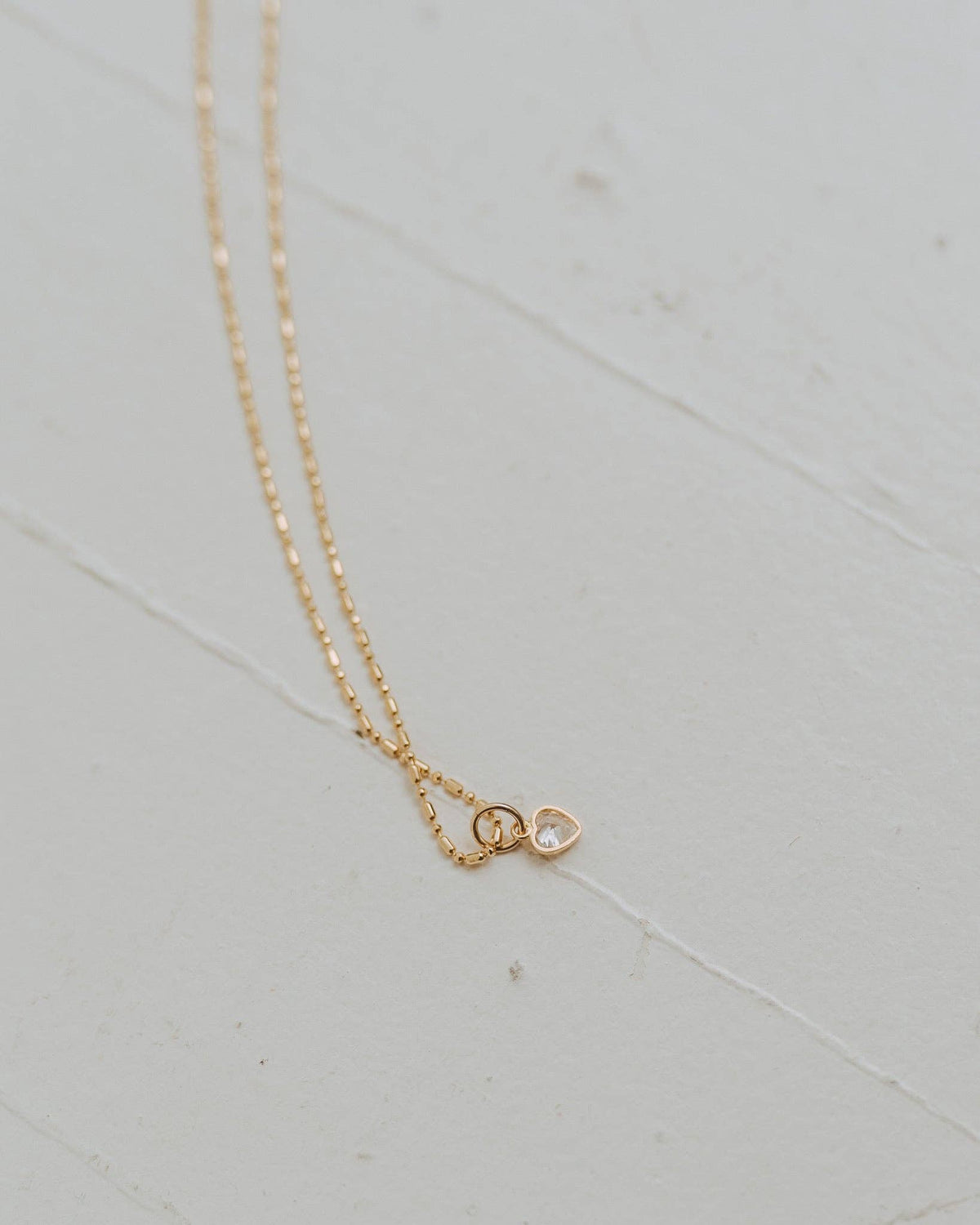 A Little Love Cubic Heart & Ball Bar Chain Necklace