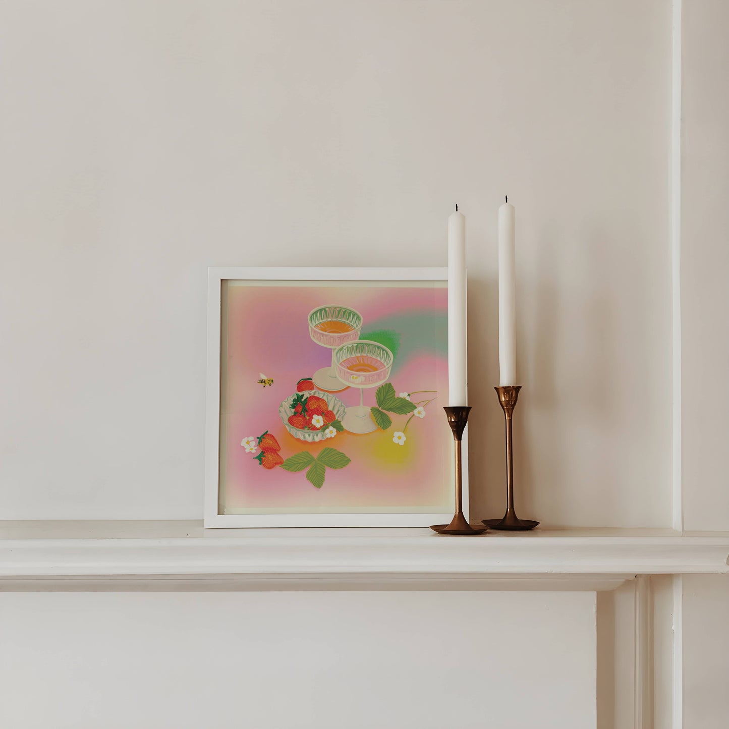 Strawberry Rainbow Cocktail Art Print