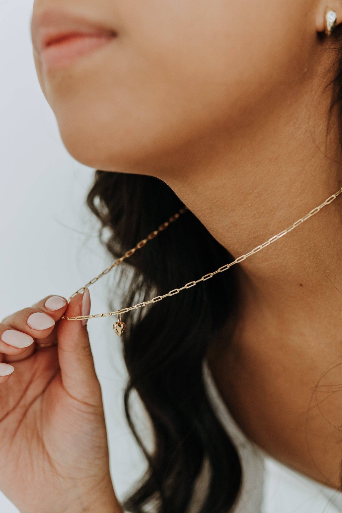 Lil' Puff Heart + Paperclip Necklace