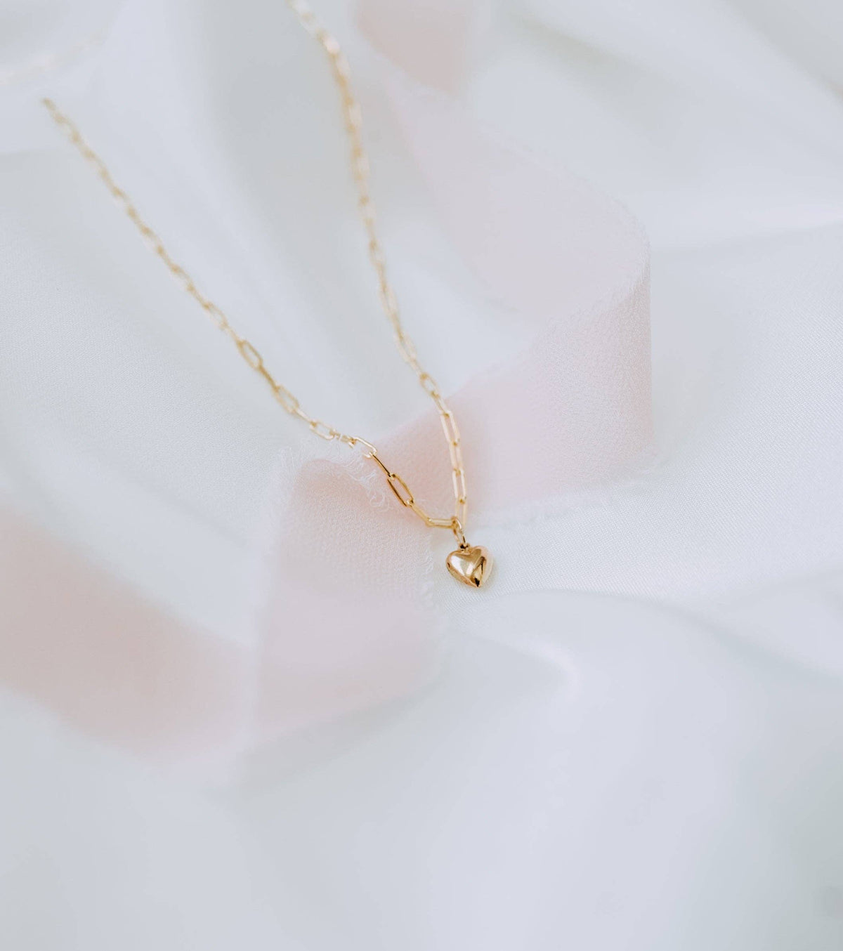 Lil' Puff Heart + Paperclip Necklace