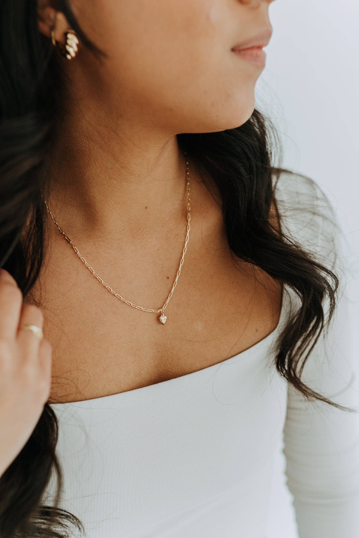 Lil' Puff Heart + Paperclip Necklace