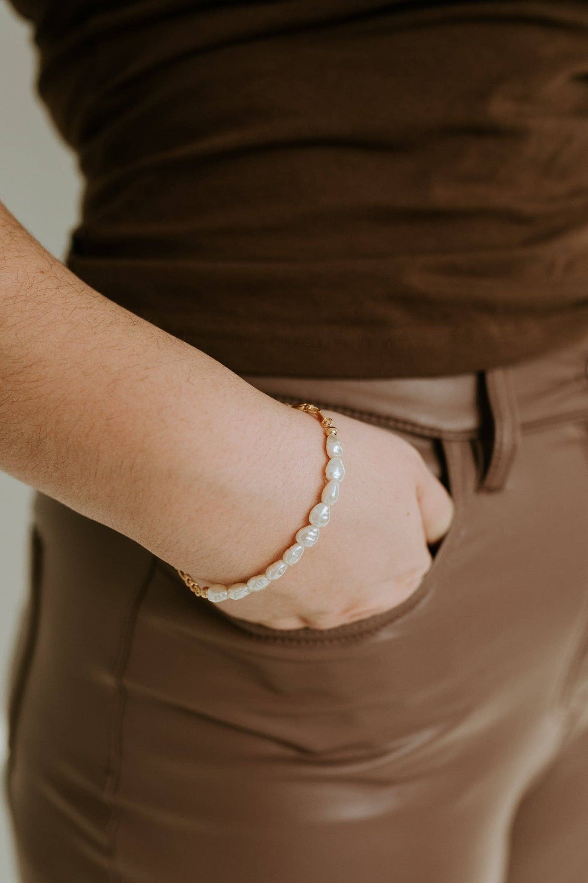 Figaro + Pearl Bracelet