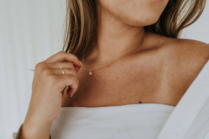 A Little Love Cubic Heart & Ball Bar Chain Necklace