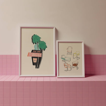 Mid Century Modern Chairs Art Print