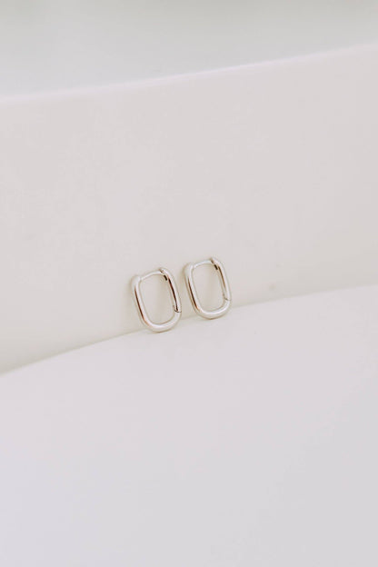 Petite Silver Rectangle Huggie Hoops