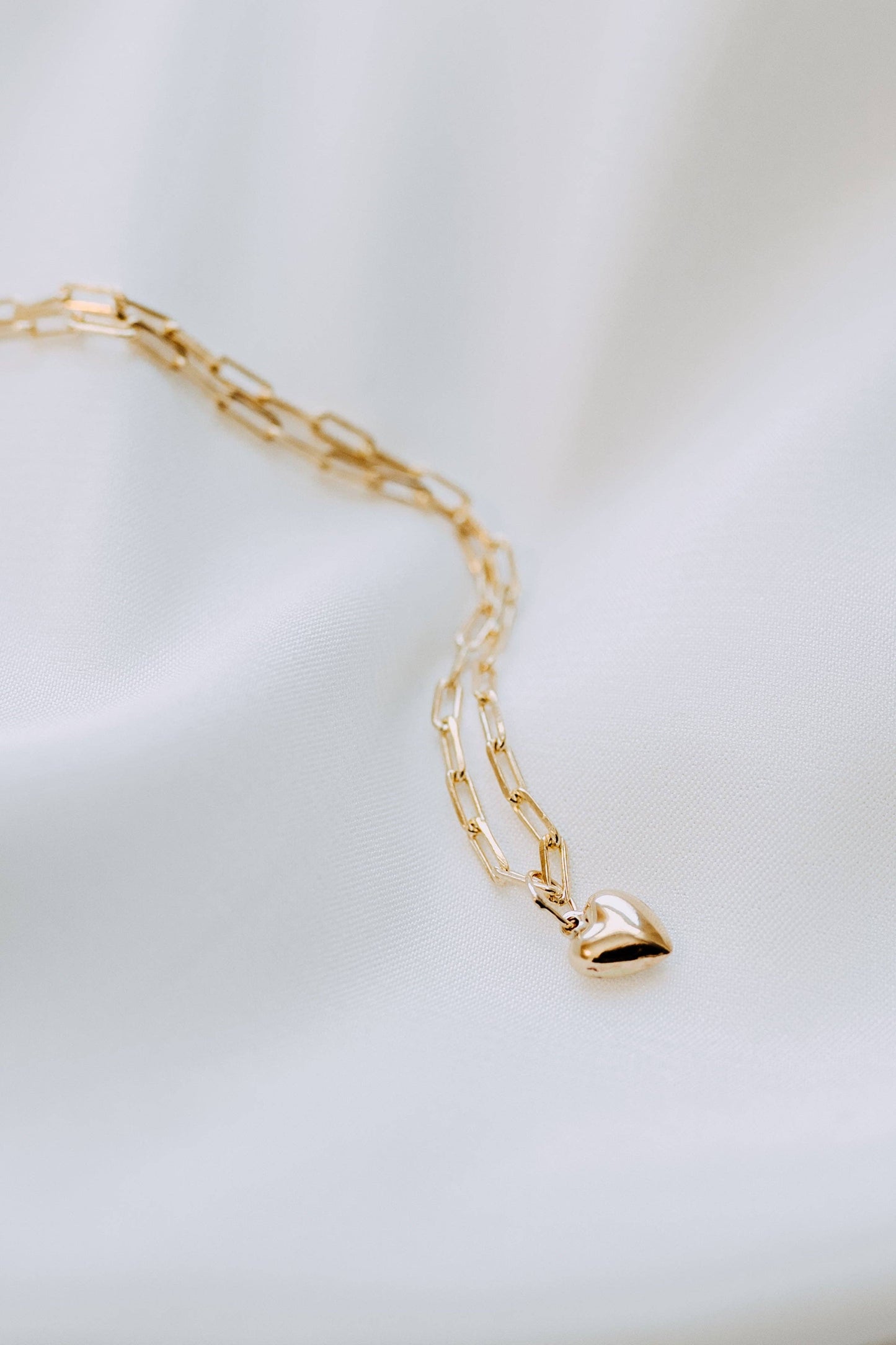 Lil' Puff Heart + Paperclip Necklace