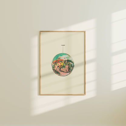 Retro Vintage Discoball/Mirrorball Art Print