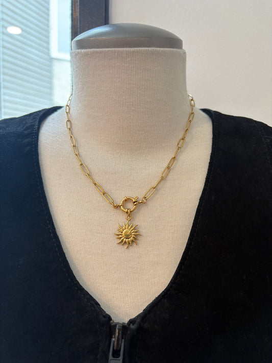 Sunflower Paperclip Chain Necklace