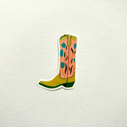 Floral Western Cowgirl Boot Sticker