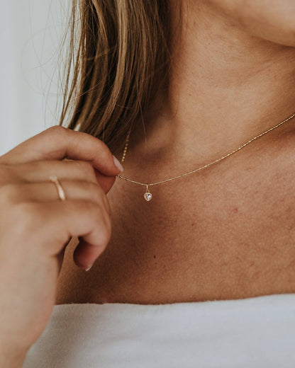A Little Love Cubic Heart & Ball Bar Chain Necklace