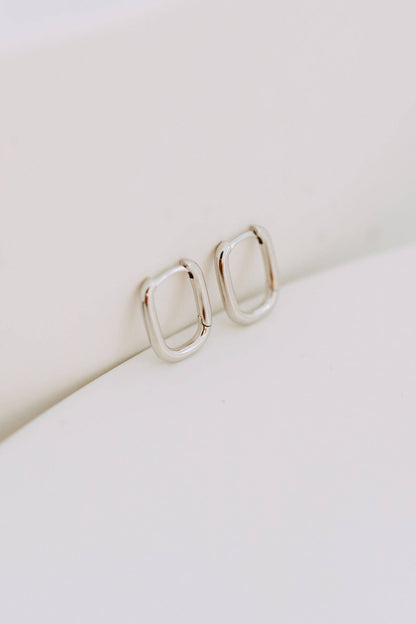 Petite Silver Rectangle Huggie Hoops