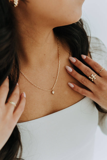 Lil' Puff Heart + Paperclip Necklace