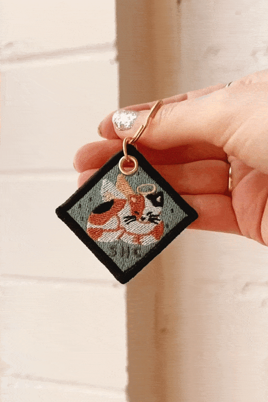 Duality Cat Double-Sided Embroidered Keychain