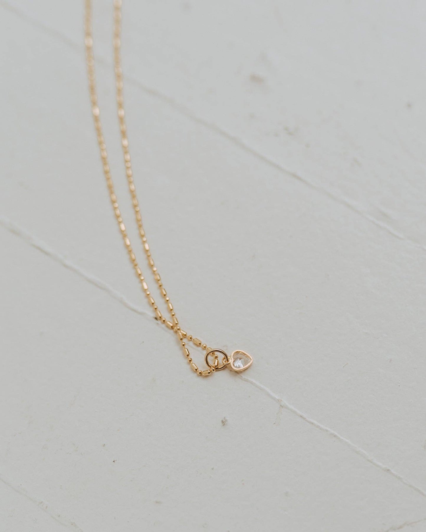 A Little Love Cubic Heart & Ball Bar Chain Necklace