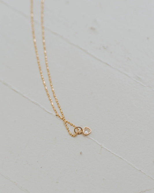 A Little Love Cubic Heart & Ball Bar Chain Necklace