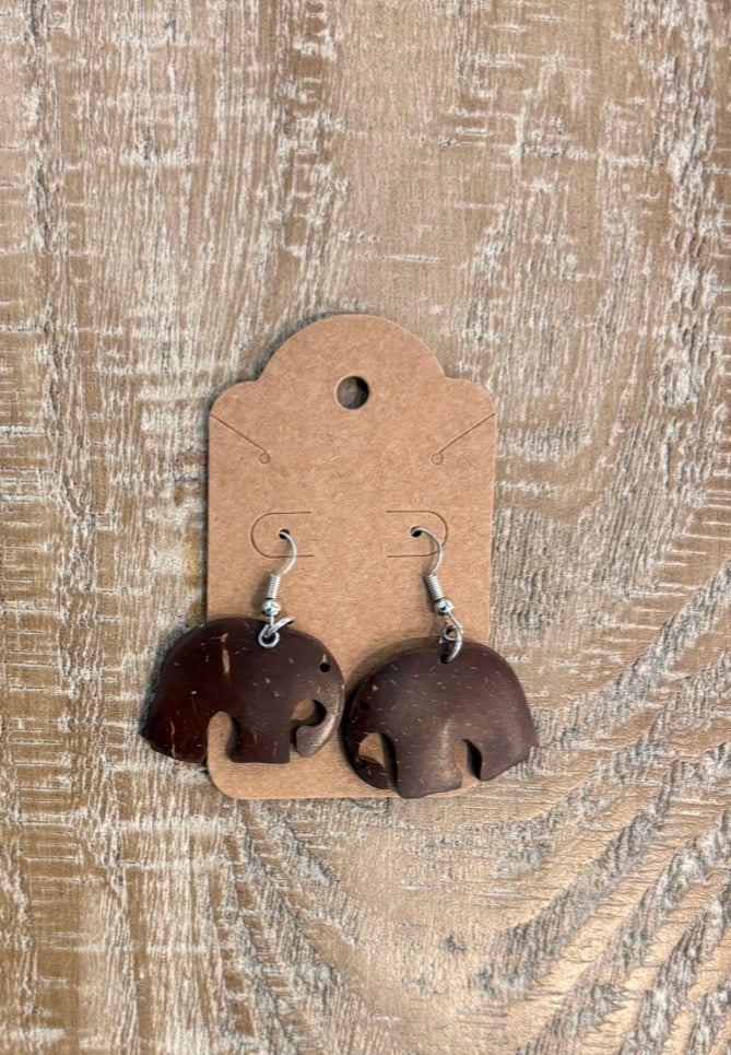 Coconut Elephant Earrings - Medium