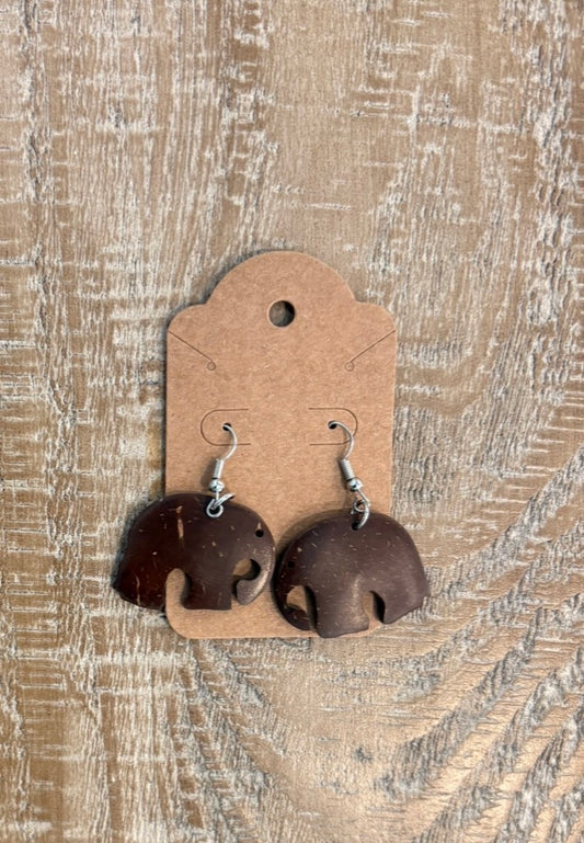 Coconut Elephant Earrings - Medium
