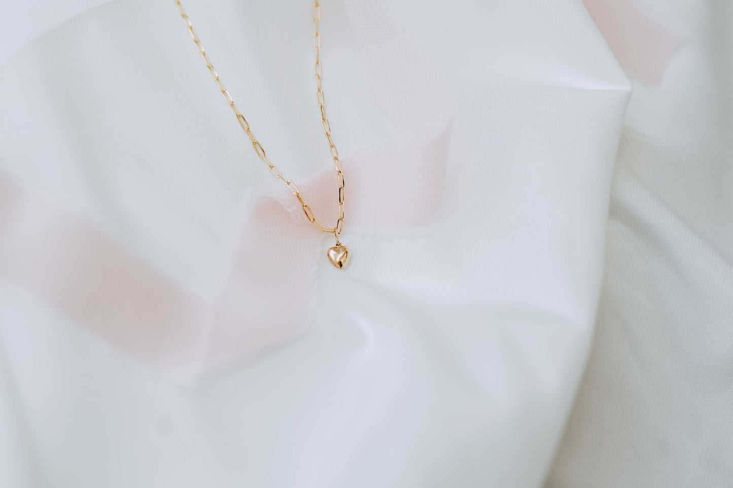 Lil' Puff Heart + Paperclip Necklace