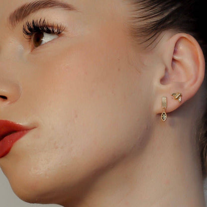Leaf Drop Earrings- Brown Stone