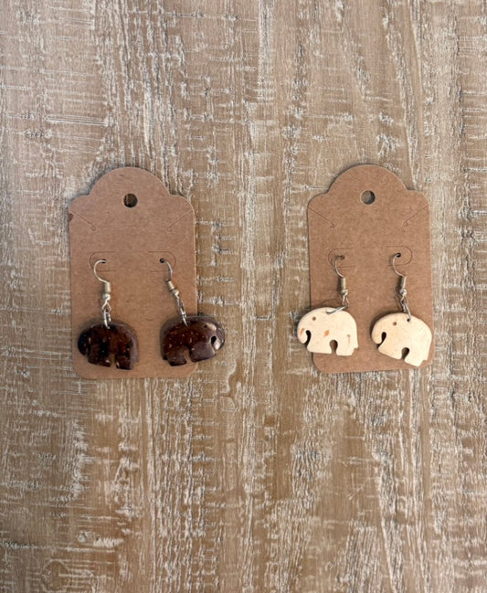 Coconut Elephant Earrings - Small