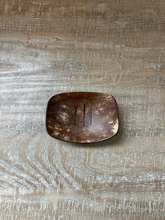 Handmade Coconut Shell Soap Dish w/ stand