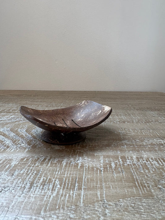 Handmade Coconut Shell Soap Dish w/ stand