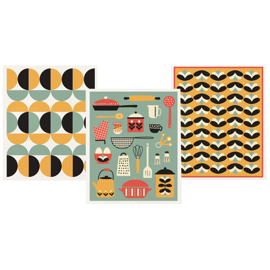 Retro Days Swedish Sponge Cloth Set of 3