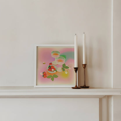 Strawberry Rainbow Cocktail Art Print