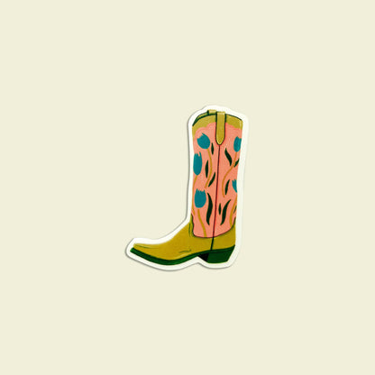 Floral Western Cowgirl Boot Sticker