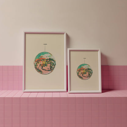 Retro Vintage Discoball/Mirrorball Art Print