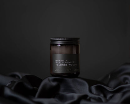 Black Violet + Blonde Woods - Coconut Wax 8oz Candle | Captivating Spice Floral Leather