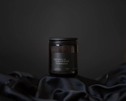 Teakwood + Tobacco - Coconut Wax 8oz Candle | Warm Comforting Woody