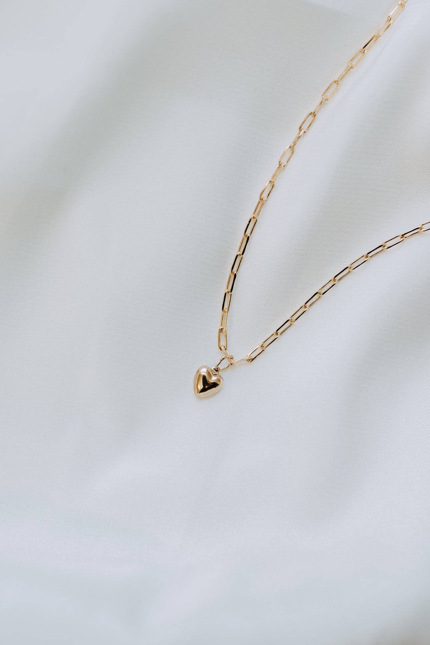 Lil' Puff Heart + Paperclip Necklace
