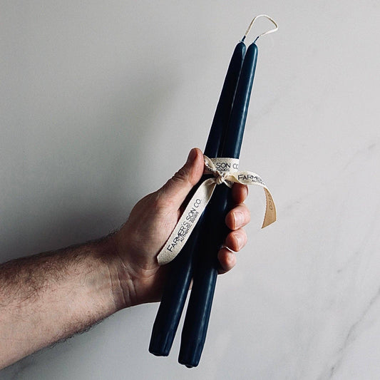 Prussian Blue Taper Candles - Set of Two