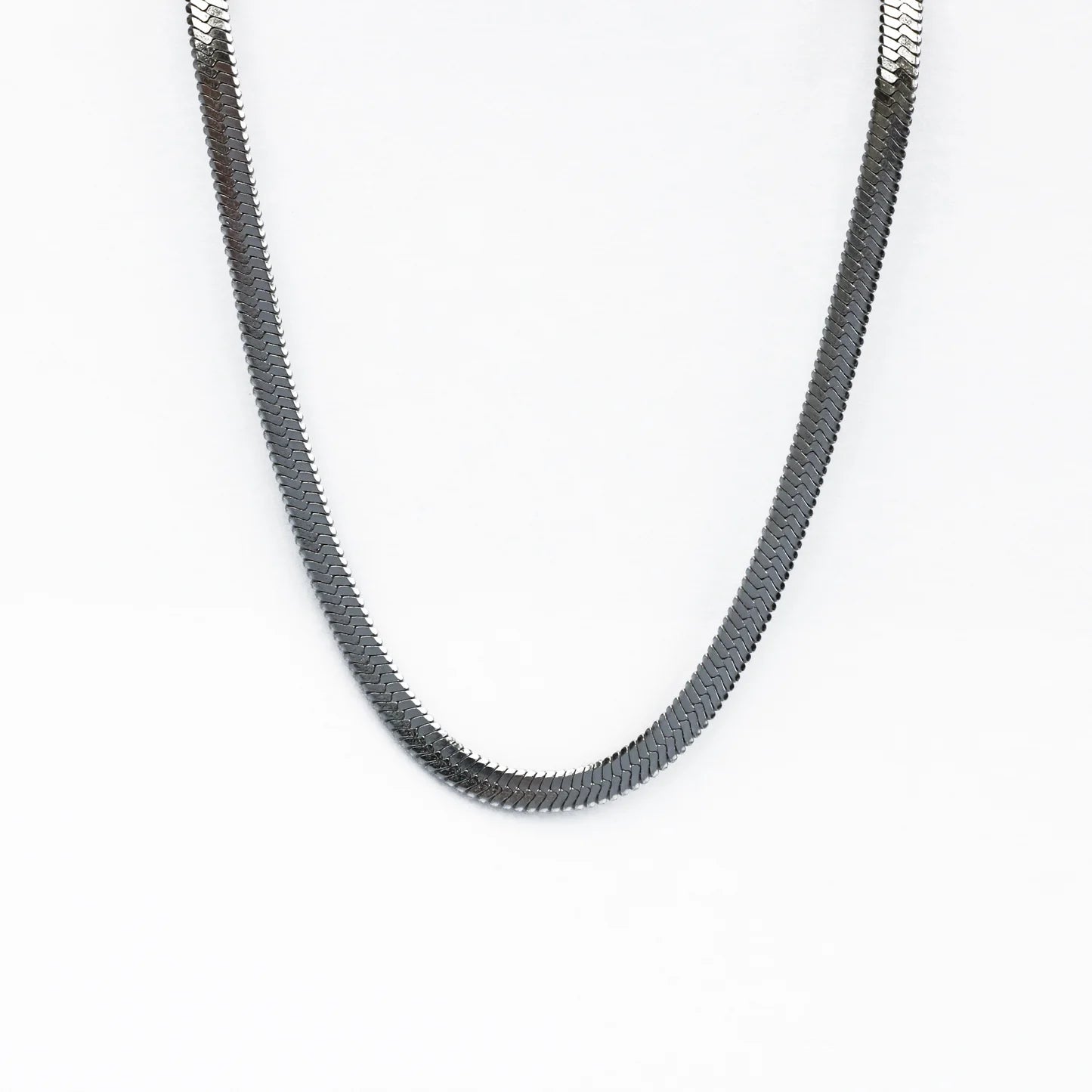Focus Herringbone Chain Necklace - Silver