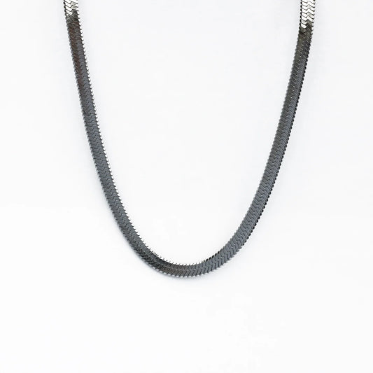 Focus Herringbone Chain Necklace - Silver