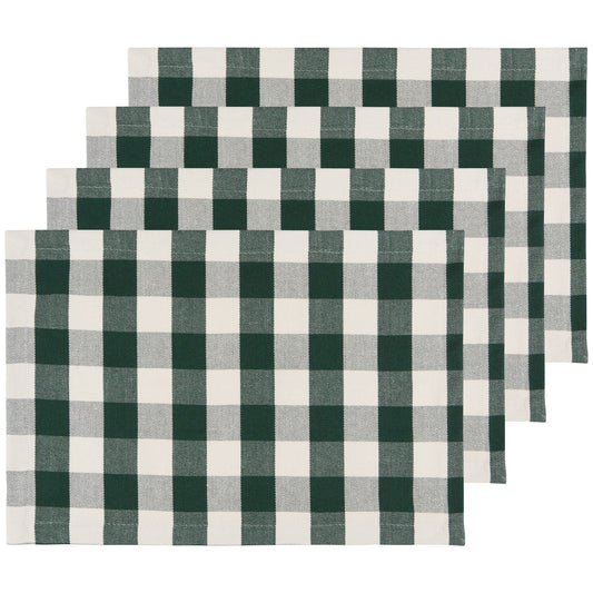 Recycled Cotton 2nd Spin Green Buffalo Check Placemats Set/4